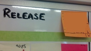 Example: a policy card on a Kanban board with a reminder to mark lead time
