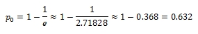 The formula to calculate the "magic point": 1 minus 1 over e (where e=2.71828) equals approximately 0.63